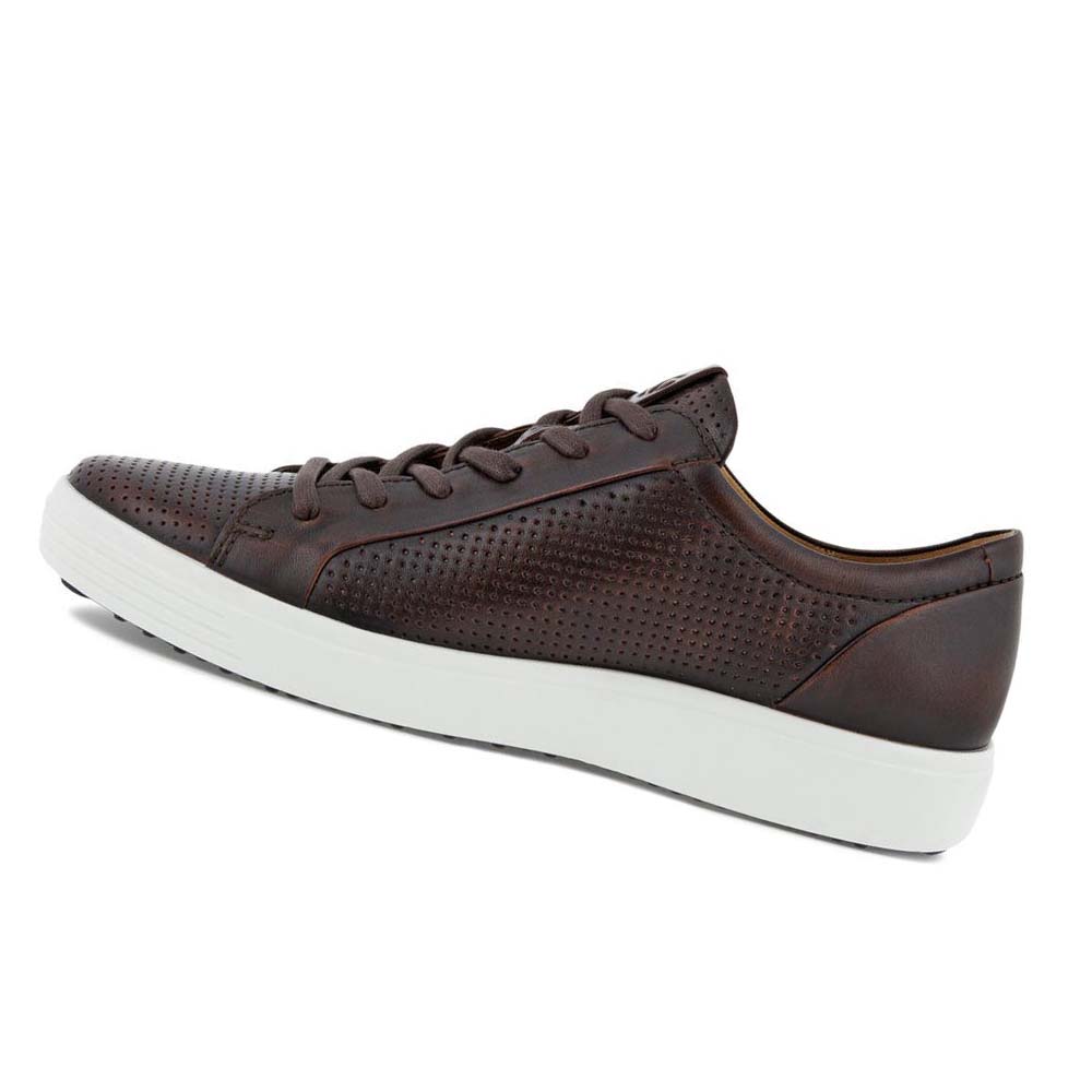 Men's Ecco Soft 7 Laced Casual Shoes Coffee | USA 477RVD